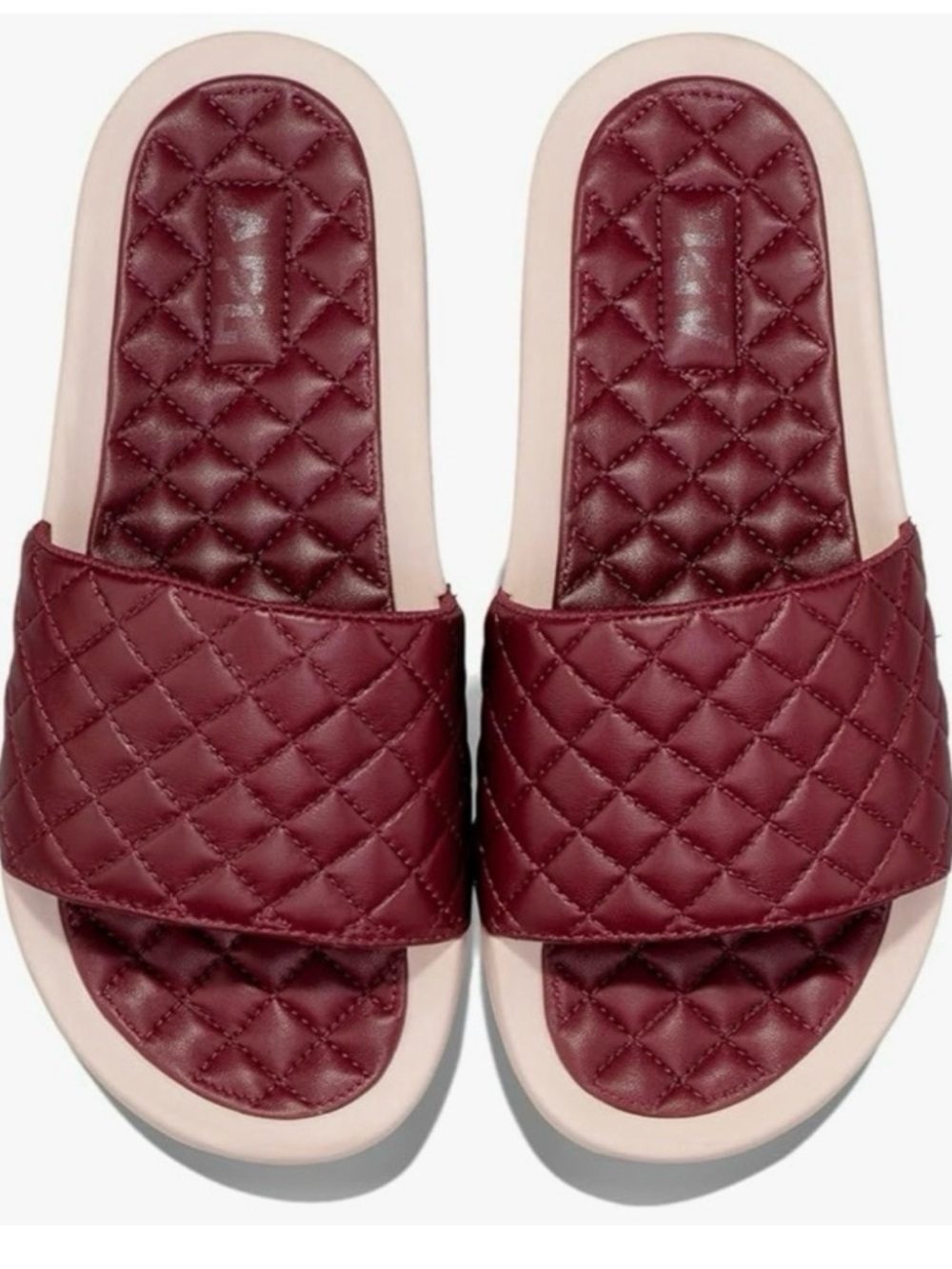 NWT APL Lusso Slide Quilted Leather Mens 12 Burgundy Athletic Sandal Comfort